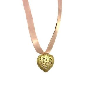 Coquette Heart Ribbon Necklace with Vintage Charm